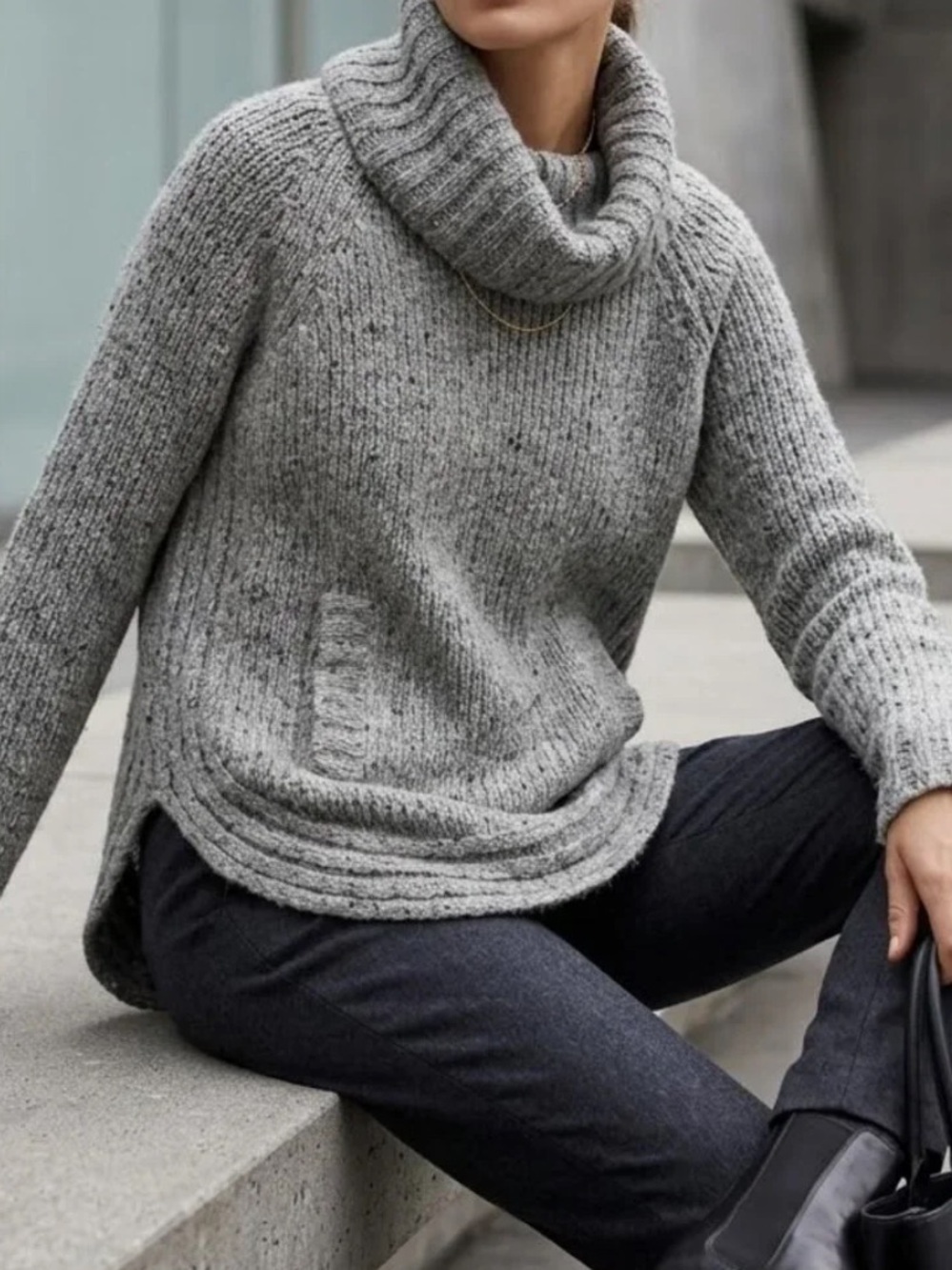 Cynthia Rowley Taupe Ribbed Cowl Neck Sweater Medium